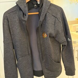 Adidas Charcoal Hoodie with Embroidered Patch